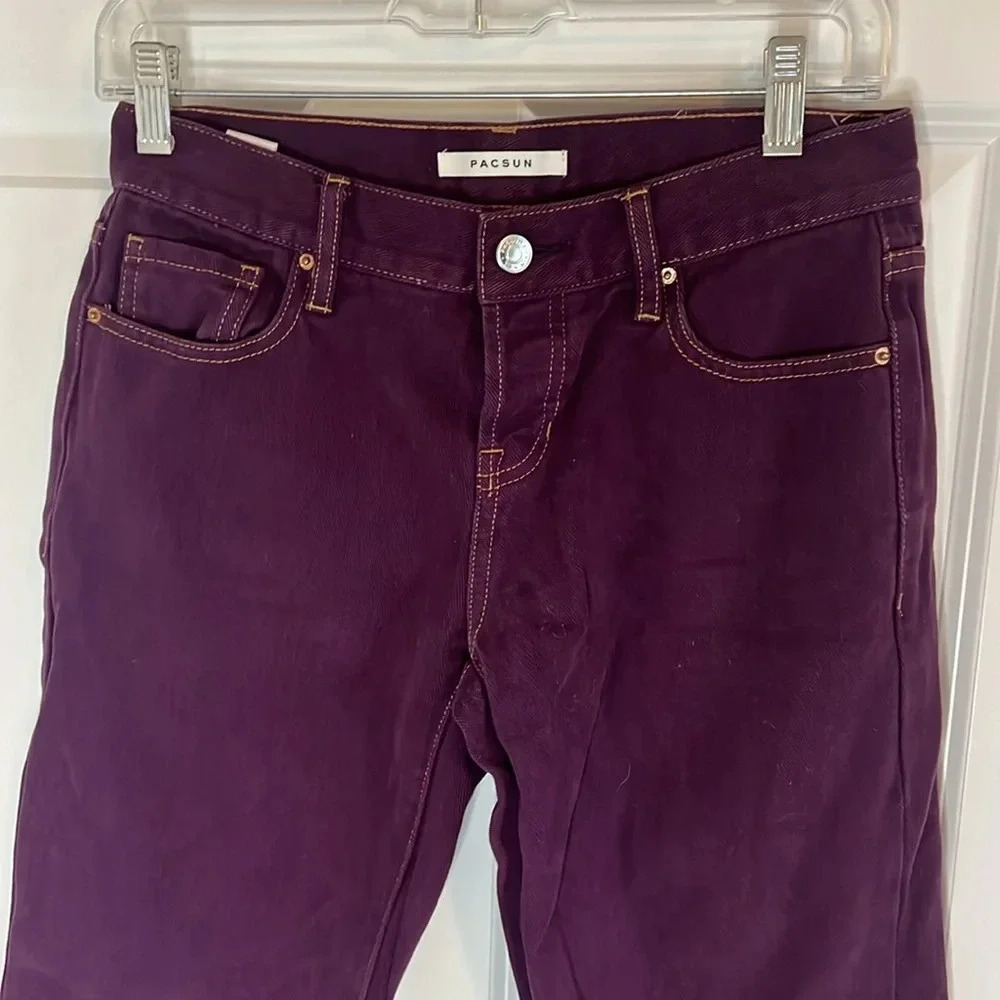 PacSun Women's Purple Jeans Size 25 Low Rise Straight Button fly